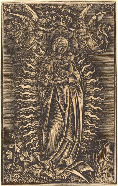 La Virgen coronada por dos ángeles de German 15th Century