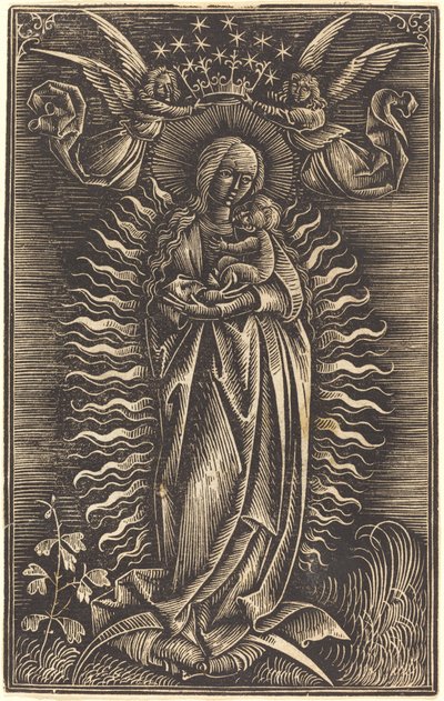 La Virgen coronada por dos ángeles de German 15th Century