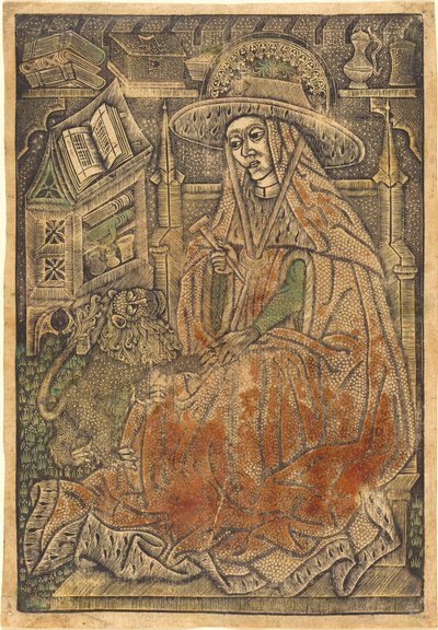 San Jerónimo en su Estudio de German 15th Century or Master of the Aachen Madonna