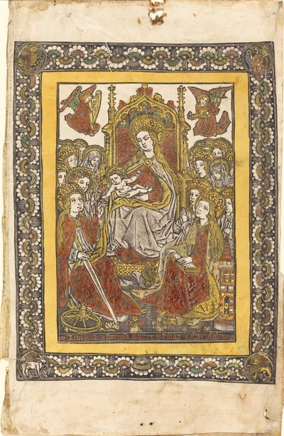 La Madonna entronizada con dieciocho mujeres santas de German 15th Century or Master with the Mountain Like Clouds
