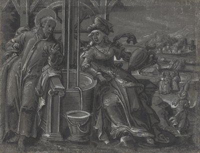 Cristo y la Mujer de Samaria de German 16th Century