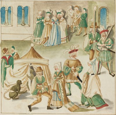 Diversiones cortesanas con dos monos de German 16th Century