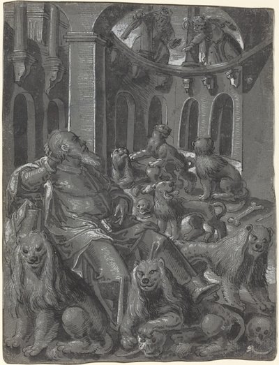 Daniel en el foso de los leones [recto] de German 16th Century
