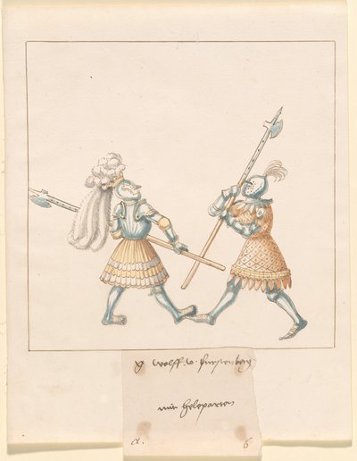 Freydal, El libro de justas y torneos del emperador Maximiliano I: Combates a pie (Justas)(Volumen III): G. Wolf von Fürstenberg mit Heleparten, Plato 141 de German 16th Century