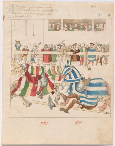 Justa simulada de guerra con escudos fijos de German 16th Century