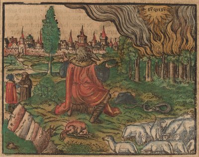 Moisés y la zarza ardiente de German 16th Century