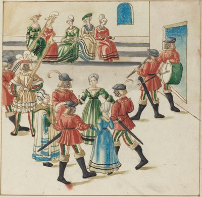 Tres Parejas en un Baile en Círculo de German 16th Century