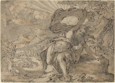 Figura femenina alegórica en un paisaje [recto] de German 17th Century