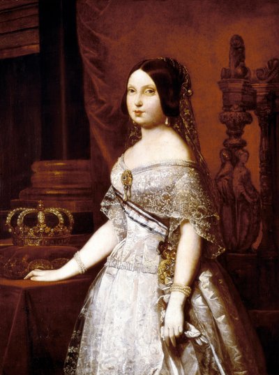 Retrato de la Reina de España, Isabel II de España (1830-1904), Reina de España. Pintura de Germán Hernández Amores (1823-1894) de German Hernandez Amores