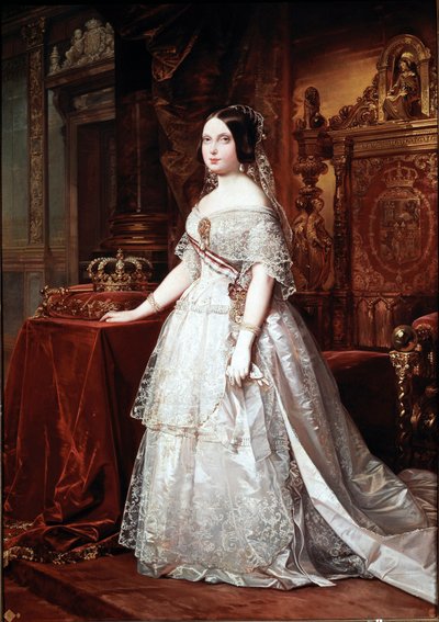Retrato de la Reina de España Isabel de Borbón II (1830-1904) Pintura de Germán Hernández Amores (1823-1894) de German Hernandez Amores