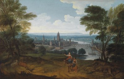 Vista de Frankfurt am Main desde el oeste, siglo XVIII de German Master