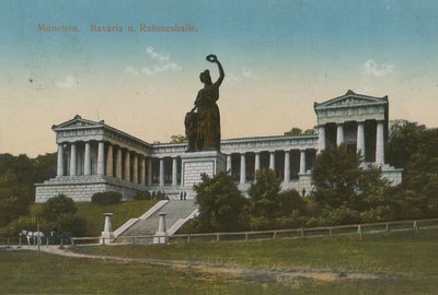 Estatua de Baviera y Ruhmeshalle, Múnich. Postal enviada en 1913. de German Photographer