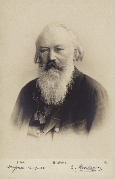 Johannes Brahms, compositor y pianista alemán (1833-1897) (fotografía en blanco y negro) de German Photographer
