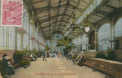 Karlsbad - interior de la columnata. Postal enviada en 1913. de German Photographer