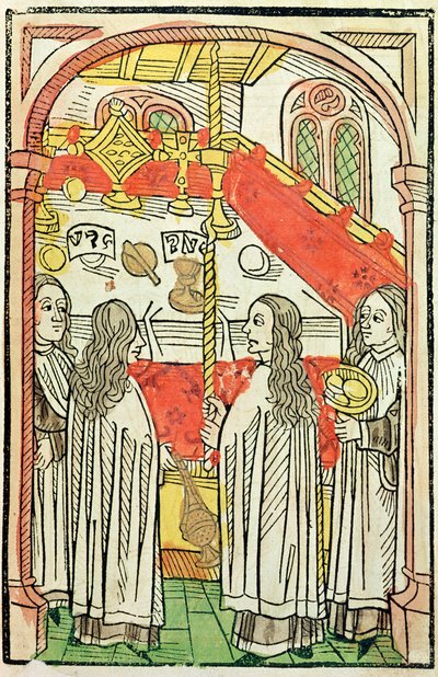 Una misa ortodoxa griega en el Concilio de Constanza en 1415, ilustración de la Crónica del Concilio de Constanza por Ulrich Richental (1378-1437) 1483 de German School