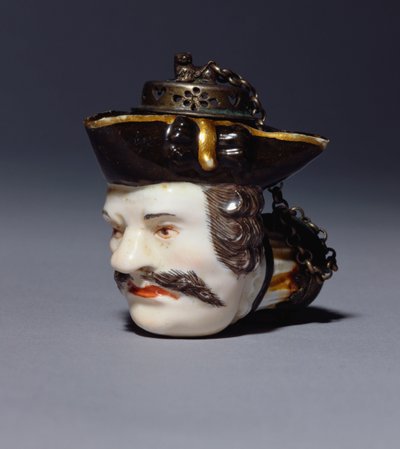 Una cazoleta de pipa de retrato de Meissen modelada como la cabeza de Schmiedel, c.1750 de German School