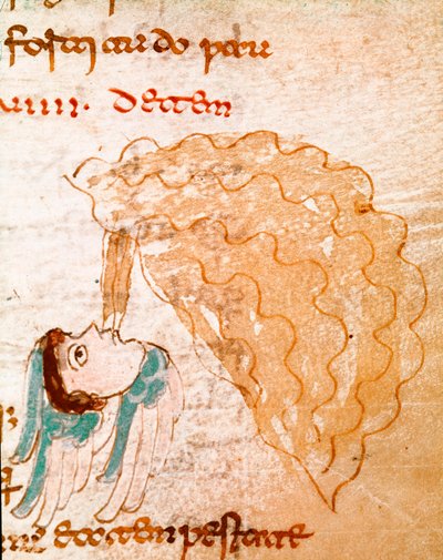 Una Tempestad Libro 9, capítulo 29. Miniatura tomada del manuscrito “De Universo” o “De rerum naturis” de German School