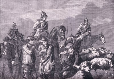 Una partida de forrajeo, Historia de la guerra entre Francia y Alemania de Cassell, publicada por Cassell and Company Limited, c.1890 de German School
