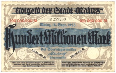 Un billete de cien millones de marcos, 1923 de German School