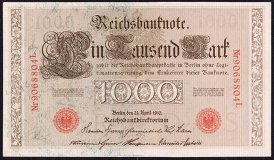 Billete de mil marcos, 1910 de German School