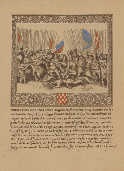 Una página de un manuscrito francés del siglo XVI que representa una escena de las Crónicas de Froissart de German School