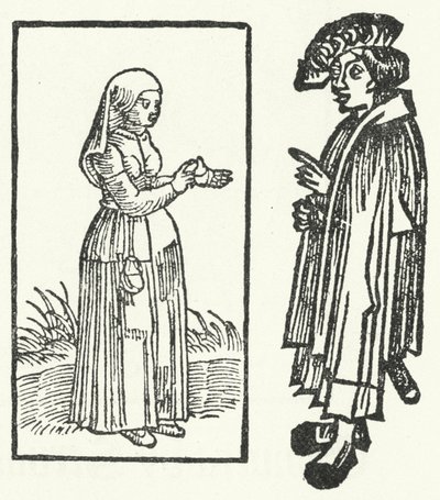 Un grabado de una escena de la historia de Till Eulenspiegel de German School