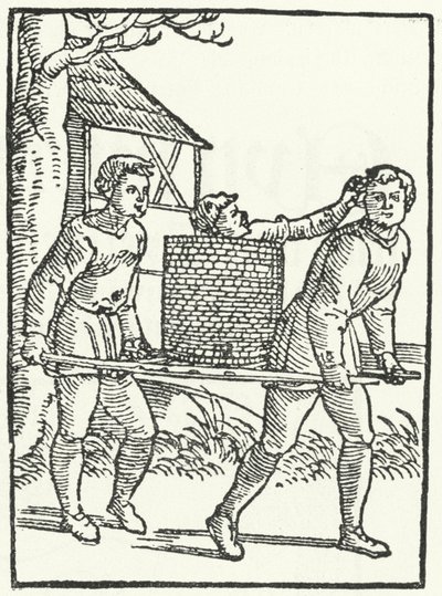 Xilografía de una escena de la historia de Till Eulenspiegel (grabado) de German School