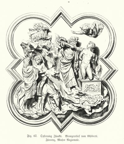 Abraham ofreciendo a su hijo Isaac para el sacrificio, relieve de bronce de Lorenzo Ghiberti de German School