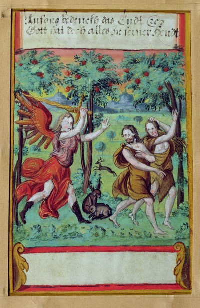 Adán y Eva expulsados del Jardín del Edén, c.1640 de German School