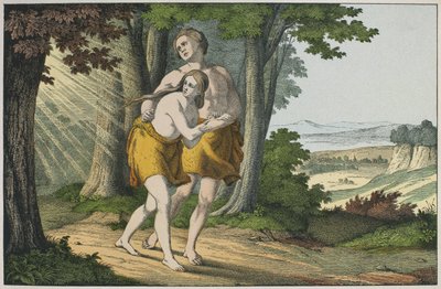 Adán y Eva expulsados del paraíso, ilustración de L