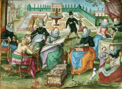 Add.1 7025 fol.50 Damas sentadas en su bordado, del 