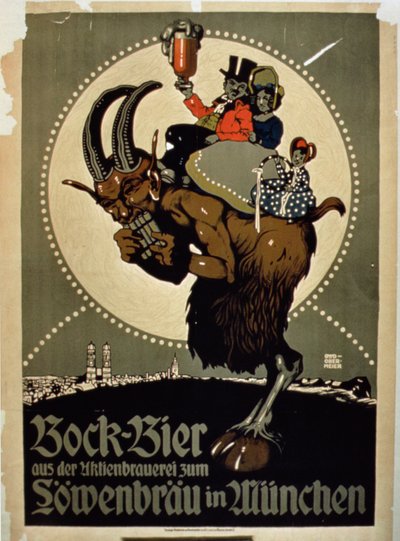 Anuncio para Cerveza Bock de la Cervecería Lowenbrau, Múnich de German School