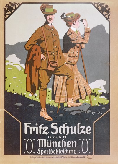 Anuncio de ropa para caminar de Fritz Schulze, c.1910 de German School