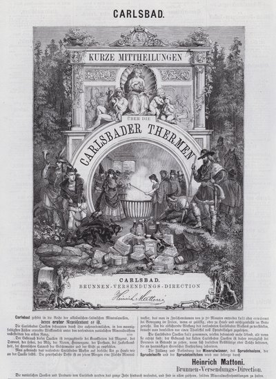 Anuncio de agua mineral Mattoni y otros productos del balneario de Carlsbad (Karlovy Vary), Bohemia de German School