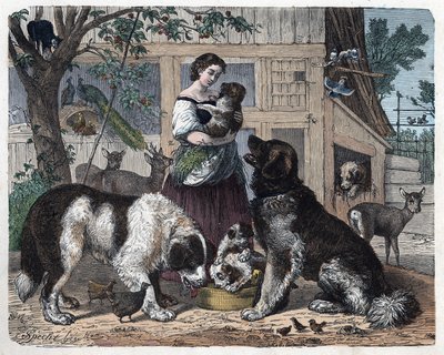 Afecto entre una campesina y sus perros. En “Wenn Jemand eine Reise thut, so kann er was erzählen” (Cuando alguien viaja, esto es lo que puede contar), cuento alemán de Franz Wiedemann de German School