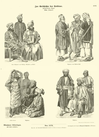Trajes afganos, siglo XIX de German School