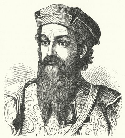 Afonso de Albuquerque, Duque de Goa, general portugués y Virrey de la India portuguesa (grabado) de German School