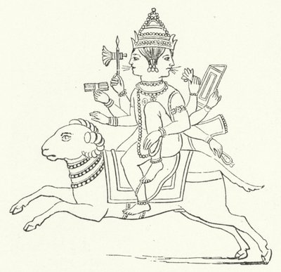 Agni, dios del fuego hindú (grabado) de German School