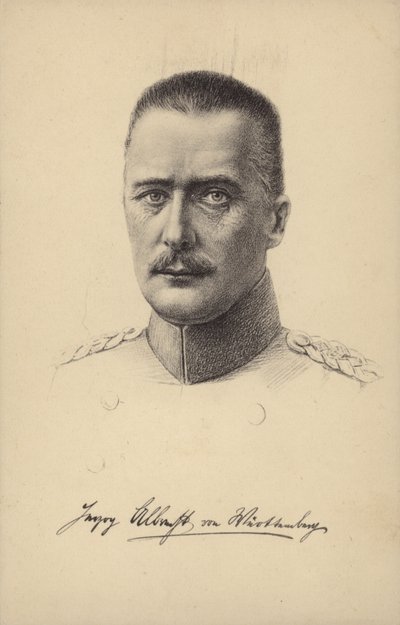 Albrecht, duque de Wurtemberg, príncipe y general alemán de la Primera Guerra Mundial (litografía) de German School