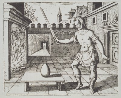 Alegoría alquímica: El huevo de los filósofos, de Srutinium Chymicum por Michael Majer (1687) ilustrado en una historia de la magia publicado a finales del siglo XIX de German School