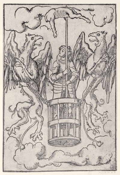 Alejandro Magno llevado al aire por dos grifos, c.1525 de German School
