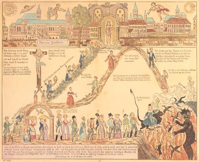 Representación alegórica de la vida cristiana y terrenal, publicada por G.N. Benner, Núremberg, c.1830 de German School