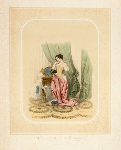 Una dama elegante en su tocador, impresa por F. Sala & Co, Berlín, c.1850 de German School