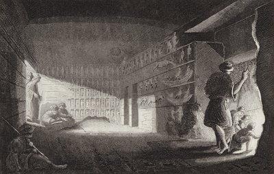 Capilla rupestre del Antiguo Egipto, Gebel el-Silsila. Ilustración para Bilder-Atlas de German School