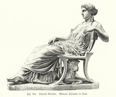 Estatua griega antigua de una mujer sentada de German School