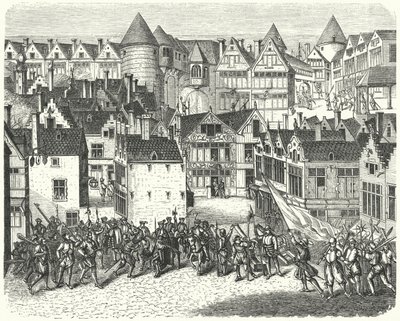Amberes en el momento del saqueo de la ciudad por los españoles, conocido como la Furia Española de German School