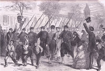 Llegada a París de prisioneros prusianos después de la batalla antes de Bagneun, Cassells History of the War between France and Germany publicado por Cassell and Company Limited, c.1890 de German School