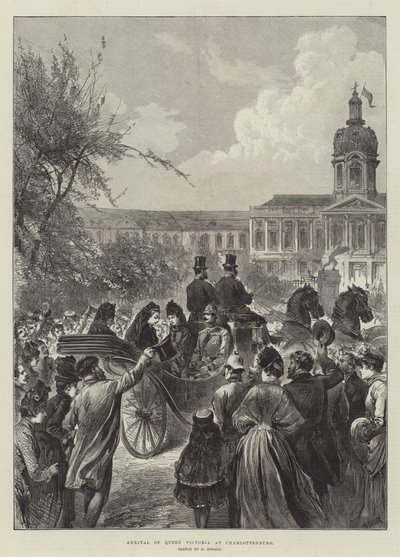 Llegada de la Reina Victoria a Charlottenburg (grabado) de German School