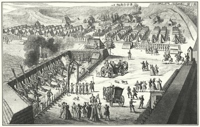 Ejercicio de disparo de artillería, Núremberg, 1733 (grabado) de German School