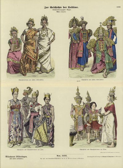 Trajes de actores asiáticos, finales del siglo XIX de German School